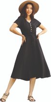 HASVEL- midi jurk- Zwarte jurk- dress-Dames jurk-maat 38