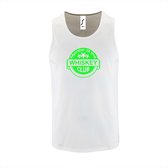 Witte Tanktop sportshirt met "Member of the Whiskey club" Print Neon Groen Size XL