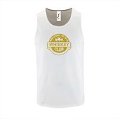 Witte Tanktop sportshirt met "Member of the Whiskey club" Print Goud Size L