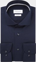 Profuomo slim fit overhemd - twill - marine blauw (contrast) - Strijkvrij - Boordmaat: 38
