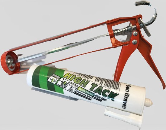 Kit de colle Den Braven -Combideal- Zwaluw High Tack - kit de montage - 4 x blanc - cartouche 290 ml + 1 x Kit seringue métal