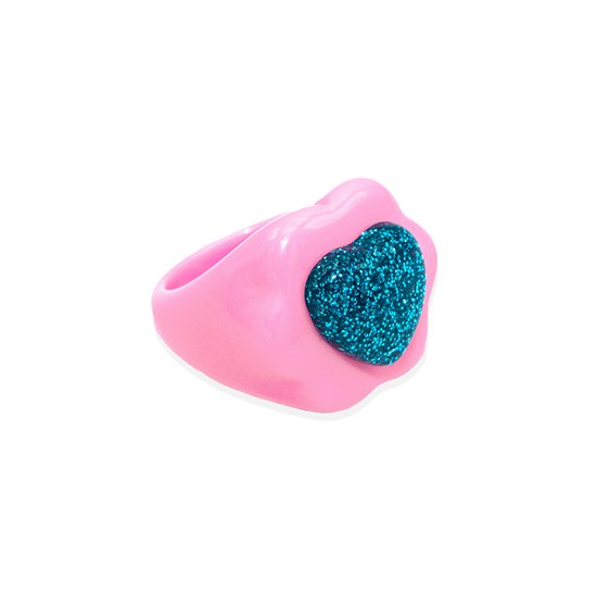 Dazzling & Hypnotic - Rose Troll Love Resin Ring - Ring Femme - Ring Rose - Chevalière - Ring Candy - Bijoux Colorés - Taille 17.8mm