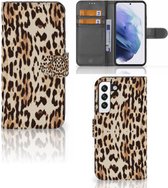 Book Cover Geschikt voor Samsung Galaxy S22 Smartphone Hoesje Leopard