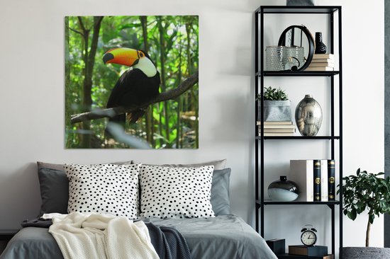 Tableau sur toile Toucan dans un arbre - 90x90 cm - Décoration murale