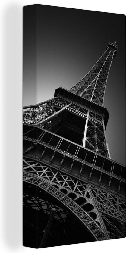 Tableau Toile La Tour Eiffel en Zwart- Wit - 20x40 cm - Décoration murale