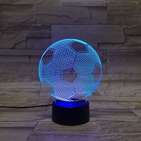 3D Led Lamp Met Gravering - RGB 7 Kleuren - Voetbal