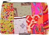 Portemonnee, make-up tasje, ritstasje met leuke frisse kleuren, uniek en handgemaakt uit India