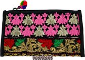 Portemonnee, make-up tasje, ritstasje met leuke frisse kleuren, uniek en handgemaakt uit India