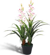 Orchidee kunstplant - kunstbloem - voor binnen - in pot - 100 cm - wit en roze