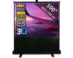 Vloerscherm 100" (254 cm) - 203 x 152 cm - 4:3 - Floor Pull Up - draagbaar/mobiel - beamer scherm