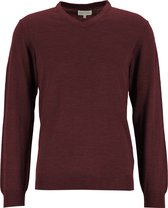 Michaelis heren trui wolmengsel - slim fit met V-hals - bordeaux rood -  Maat: XL