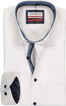 MARVELIS modern fit overhemd - wit  (contrast) - Strijkvrij - Boordmaat: 43