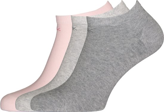 Calvin Klein damessokken Chloe (3-pack) - enkelsokken - beige - roze en grijs - Maat: One size