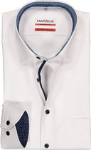 MARVELIS modern fit overhemd - wit structuur (contrast) - Strijkvrij - Boordmaat: 45
