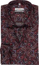 MARVELIS comfort fit overhemd - bordeaux rood paisley dessin - Strijkvrij - Boordmaat: 43