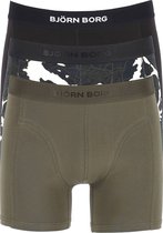 Björn Borg boxershorts Core (3-pack) - heren boxers normale lengte - army - print en zwart -  Maat: M