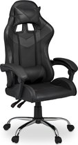 Relaxdays gamestoel - race - nekkussen - gaming bureaustoel - verstelbaar -diverse kleuren - zwart