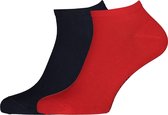 Tommy Hilfiger damessokken Sneaker (2-pack) - korte enkelsok katoen - Tommy rood en blauw -  Maat: 39-42