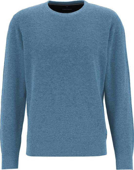 CASA MODA comfort fit trui - middenblauw melange - Maat: 6XL