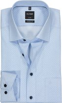 OLYMP Luxor modern fit overhemd - mouwlengte 7 - lichtblauw met wit stipje - Strijkvrij - Boordmaat: 40