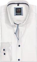 OLYMP Level 5 body fit overhemd - mouwlengte 7 - wit twill (contrast) - Strijkvriendelijk - Boordmaat: 39