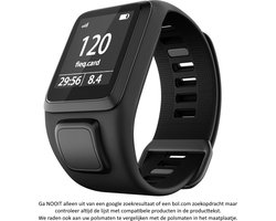 Zwart B-kwaliteit bandje voor Tomtom Adventurer, Tomtom Spark, Tomtom Spark 3, Tomtom Runner 2, Runner 3 - Golfer 2 - horlogeband