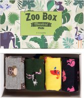 Moustard - Sokken - Cadeaudoos - Zoo Box - Babysokken - 4 paar - maat 0-12 maanden