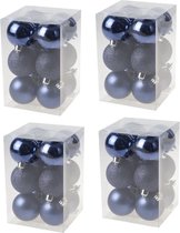 Cosy&Trendy Kerstballen Ø 6 cm - Blauw - Set-48 stuks | Kerstdecoratie | Kerstversiering