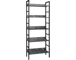 Luxiqo Boekenkast - Boekenrek - Zwart Marmer-Look - Boekenkast Kind - Kast - Opbergkast - Kasten - Boekenplank 60 x 27.5 x 160 cm