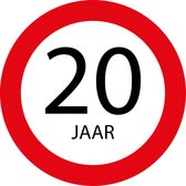 Raamsticker '20 jaar' verkeersbord | 80x80cm | Herbruikbaar!