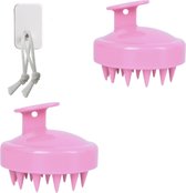 B&P - haarborstel rond silicone -  2 stuks - licht roze - hoofdhuid massage borstel - Anti-roos borstel - massage borstel haar - haargroei - shampoo brush – bad borstel