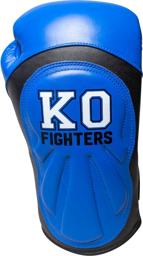 Een blauwe en zwarte KO FIGHTERS bokshandschoen, 10oz.
