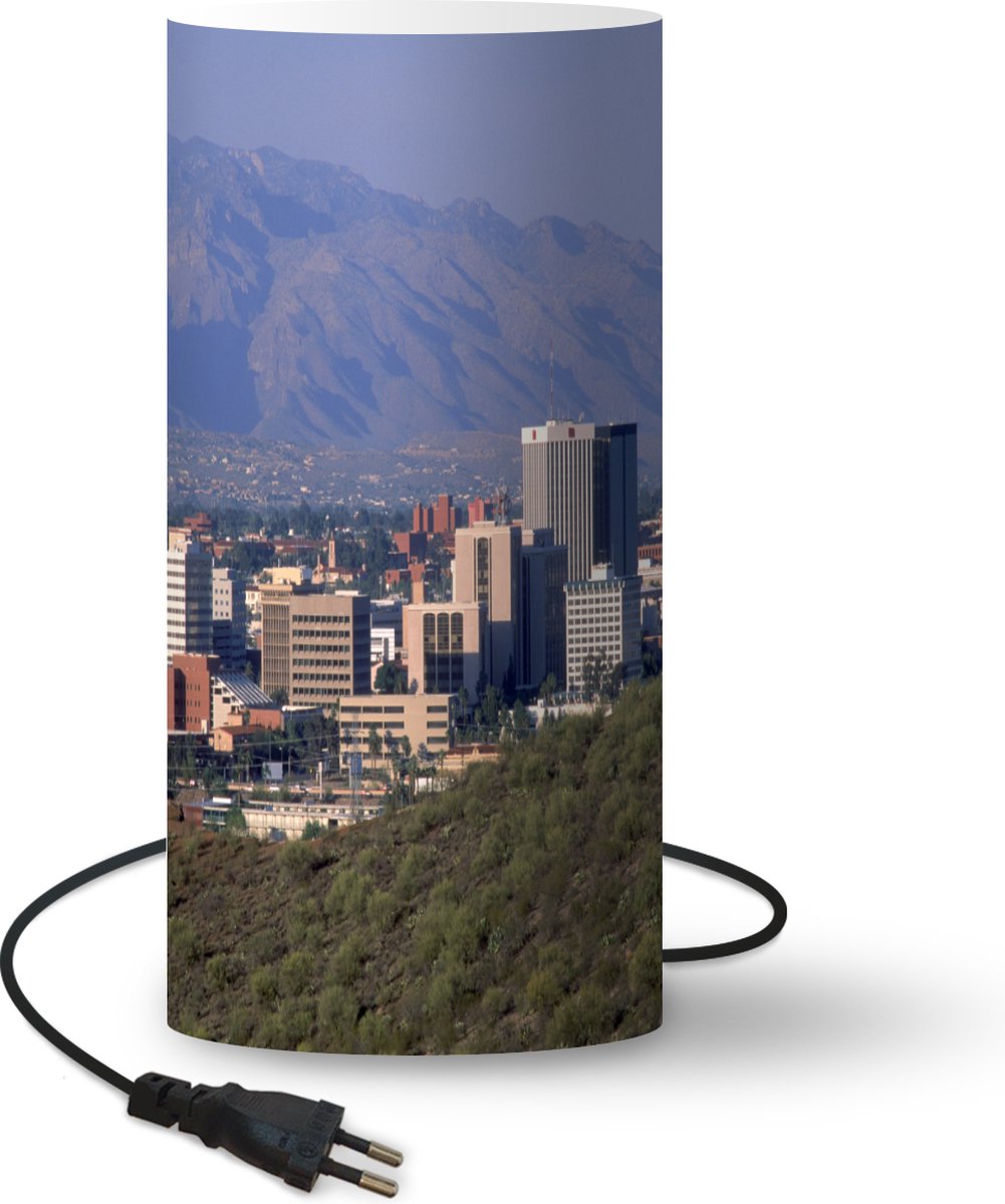Lamp - Nachtlampje - Tafellamp slaapkamer - Stadsgezicht van Tucson in de Verenigde Staten tijdens de middag - 33 cm hoog - Ø15.9 cm - Inclusief LED lamp