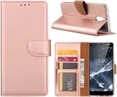 LuxeBass Hoesje geschikt voor Nokia 5.1 - Bookcase Rose Goud - portemonnee hoesje - telefoonhoes - gsm hoes - telefoonhoesjes