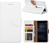 LuxeBass Hoesje geschikt voor Nokia 6.1 (2018) - Bookcase Wit - portemonnee hoesje - bookcase - boekhoesje - book case - boek hoesje