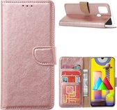 LuxeBass Hoesje geschikt voor Samsung Galaxy M31 - Bookcase Rose Goud - portemonnee hoesje - telefoonhoes - gsm hoes - telefoonhoesjes