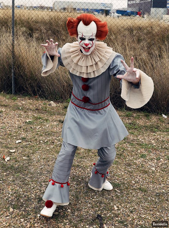 FUNIDELIA Pennywise Suit - IT: Chapter 2 for Men Pennywise - Taille: S - Grijs / Argent