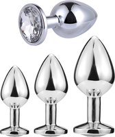 Viberoz Jewelz – Buttplug Set – 3 Delig – Zilver – Metaal – Sex toys Voor Mannen en Vrouwen – Seksspeeltjes Voor Koppels - Anal Plug – Anaal - Cadeau tip