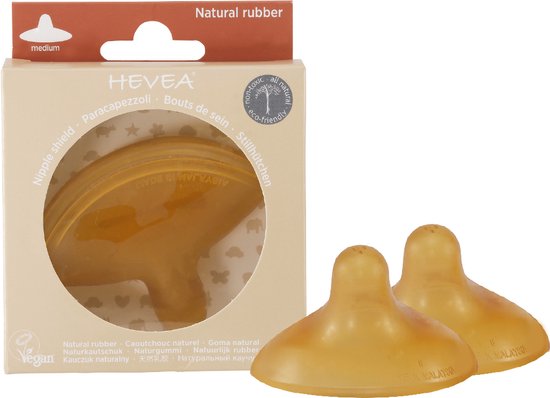 HEVEA 2-Pack Nipple shield Medium | Tepelhoedje | Borstvoeding | Natural rubber