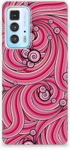 Back Case TPU Siliconen Hoesje Motorola Edge 20 Pro Smartphone hoesje Swirl Pink