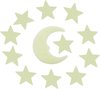 foto van Set van 12 Glow in the dark sterrenhemel stickers - Sterren plafond - Lichtgevende sterren! - Slaapkamer muurstickers - Kinderkamer - Babykamer - Stars & moon