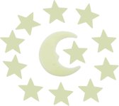 Set van 12 Glow in the dark sterrenhemel stickers - Sterren plafond - Lichtgevende sterren! - Slaapkamer muurstickers - Kinderkamer - Babykamer - Stars & moon