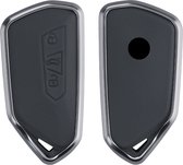 Étui à clés de voiture kwmobile compatible avec la clé de voiture à 3 boutons VW Golf 8 - Étui de protection en métal - Couvercle de clé de voiture en gris foncé