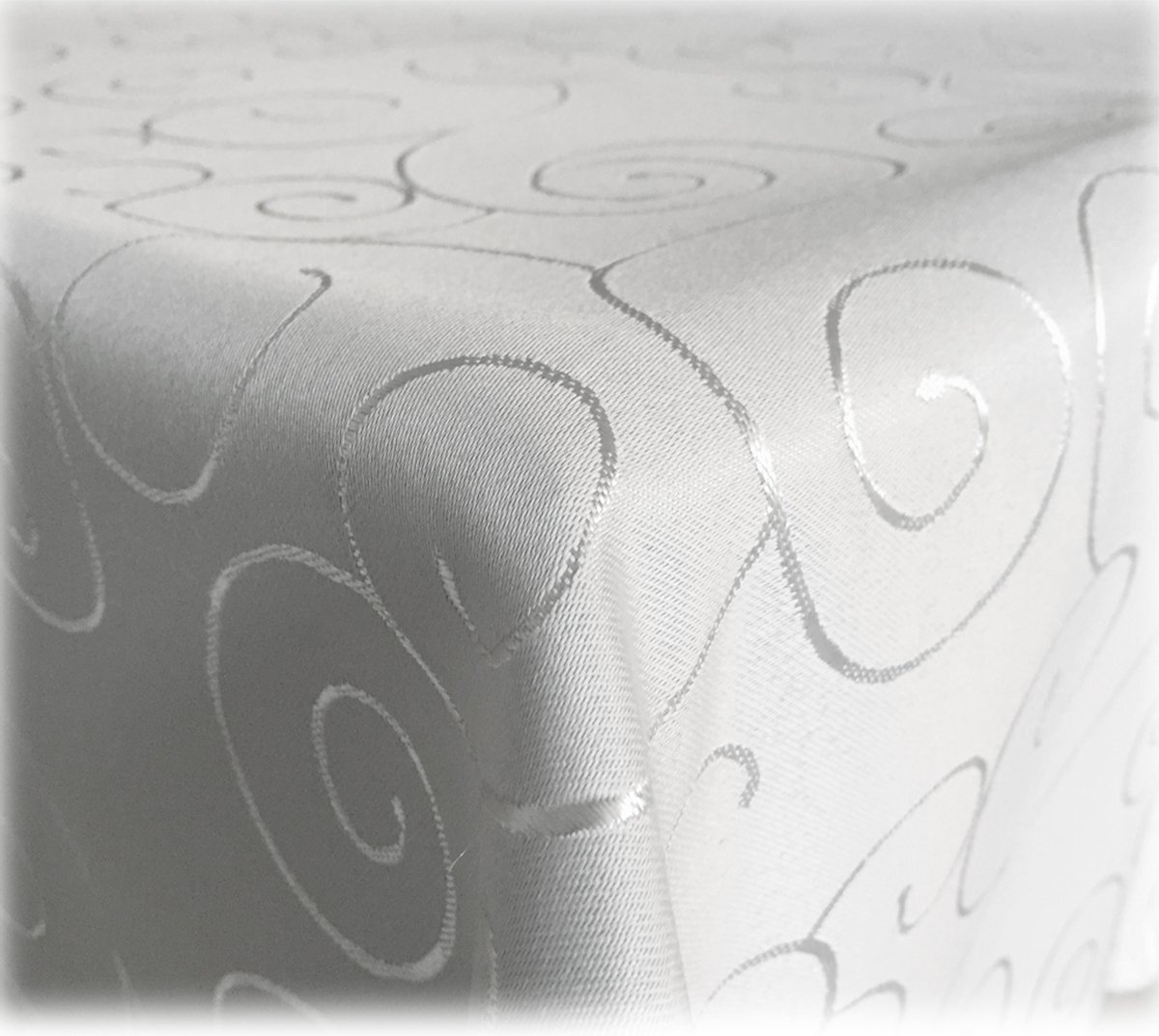 JEMIDI Tafelkleed ornamenten zijdeglans edele tafelhoes tafelkleed - Wit - Vorm Oval - Maat 130x260