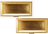 2x stuks rechthoekige kaarsenborden/kaarsenplateaus goud van kunststof 36 x 17 cm