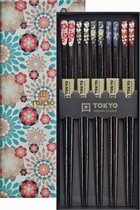 Tokyo Design Studio – Chopsticks Set - Eetstokjes Hout - Inclusief Geschenkdoos – Nippon Floral – 5 stuks