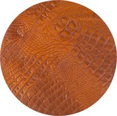 Coaster Queen - Placemats - Leer - Rond 35cm - Cognac/Camel - Croco - 2 stuks