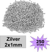 Fako Bijoux® - Knijpkralen - Knijp Kralen - Crimp Beads - Metaal - 2x1mm - 250 Stuks - Zilverkleurig