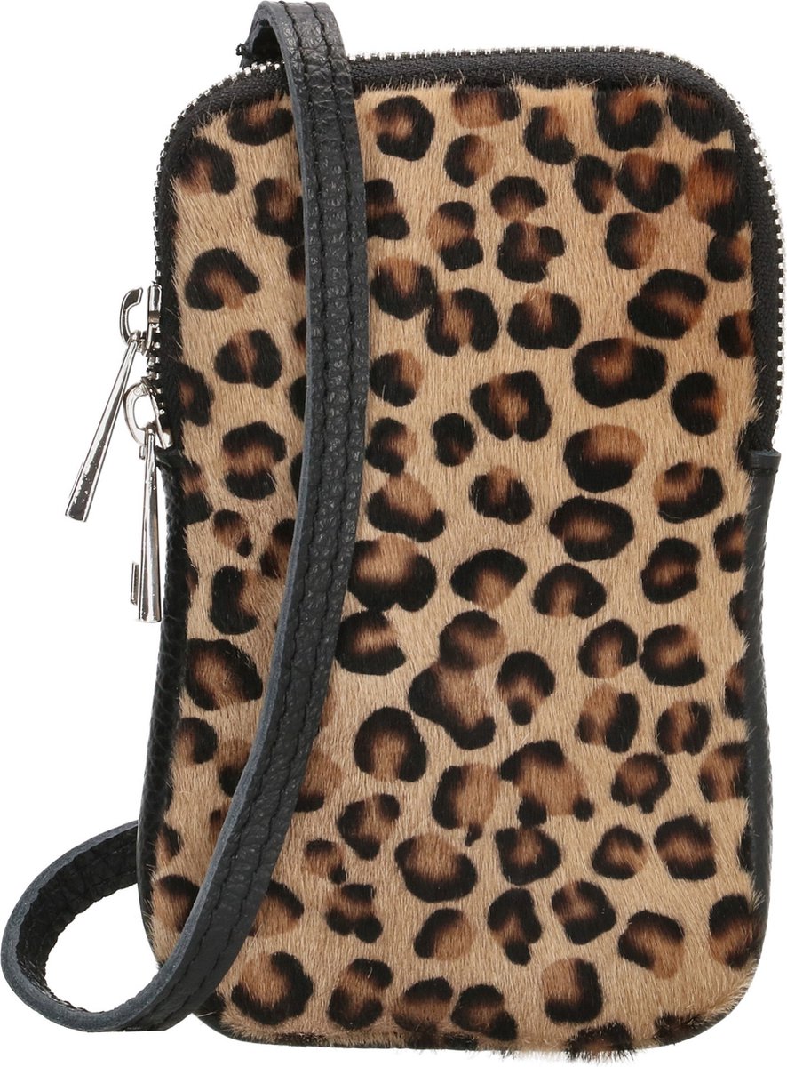 Charm London Elisa Telefoontasje - 100% Leer - Leren Tas - Luipaard