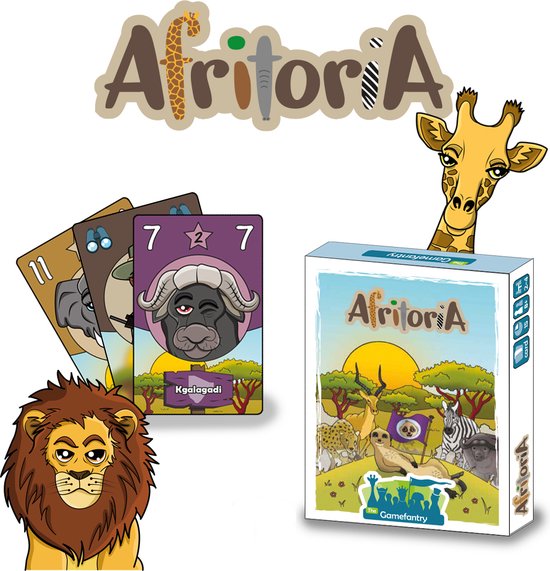 Thumbnail van een extra afbeelding van het spel Afritoria | Kaartspel Kinderen | Kaartspel Dieren | Spellen voor Kinderen | Familie Kaartspel | Familiespel Kinderen | Spellen voor Kinderen vanaf 8 jaar | 2-4 Personen